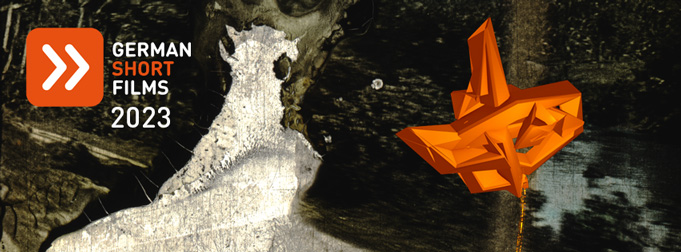 Abstraktes Bild mit braunem Hintergrund und einem orangen Gebilde im Vordergrund, dass an ein Schiff erinnert.